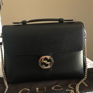 Gucci interlocking satchel in large black leather